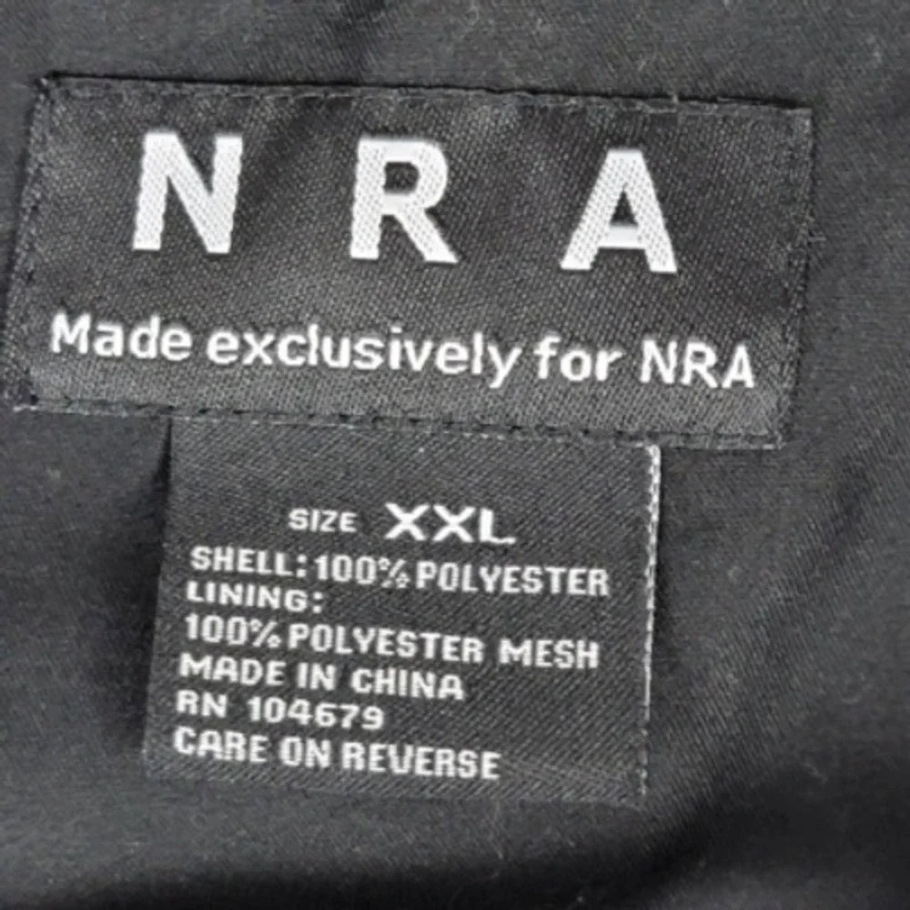 NRA Jacket Coat Men's XXL Black Yellow Solid Waist Length Pockets Embroidered